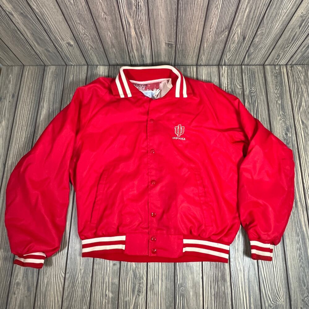 IU‎ Indiana Hoosiers Vintage Nylon Track Jacket Red Men Sz M Lined 70s 80s USA